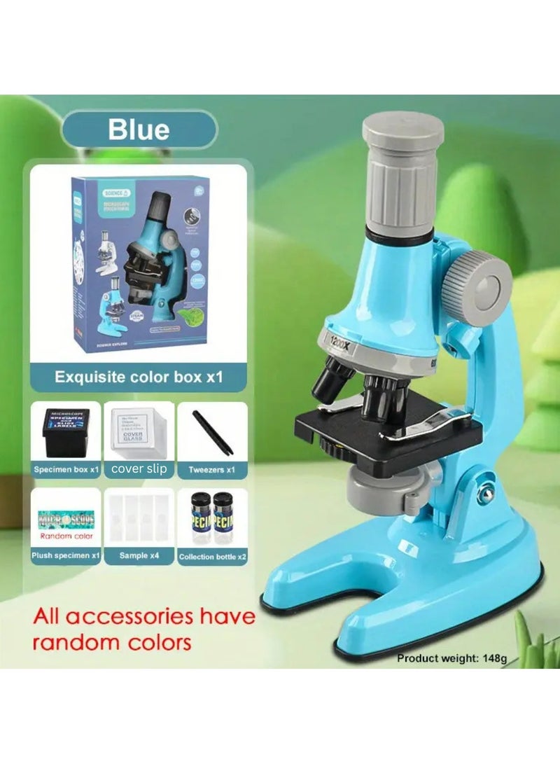 SYKON Microscope For Kids Educational Toys HD Microscope 100X 600X 1200X Toy Set STEM Science Experiments Toys  Science Kits Best Learning Toy Kids Microscope - Portable Science Tool for Children with LED Light and multi light focus  - Image 2
