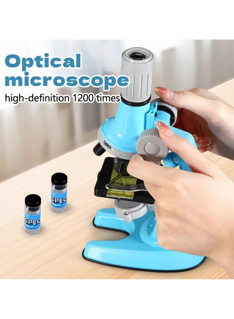 SYKON Microscope For Kids Educational Toys HD Microscope 100X 600X 1200X Toy Set STEM Science Experiments Toys  Science Kits Best Learning Toy Kids Microscope - Portable Science Tool for Children with LED Light and multi light focus  - Image 3