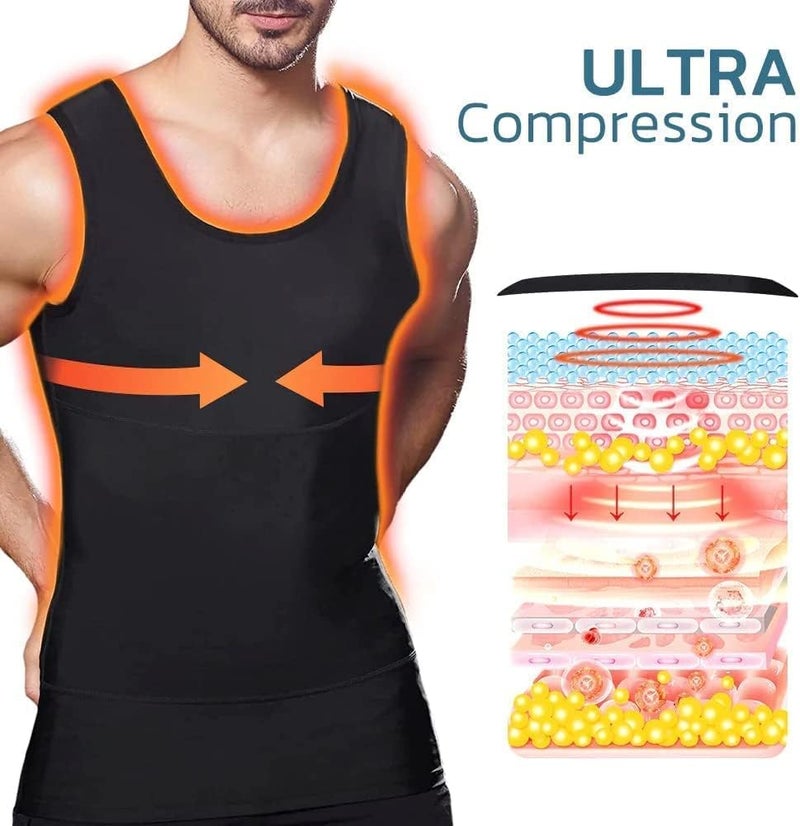 woobles MenSlim Gynecomastia Compression Tanktop,CGTFY Gynecomastia Compress Tank Top,Gynecomastia Compression Shirts 4X-Large 2pc - Image 3
