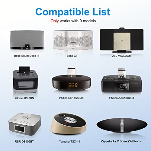 ZIOCOM 8 Pin Bluetooth Adapter Receiver for Bose Sounddock III/XT, JBL MS302GM, Philips DS1155B/93, Philips AJ7260D/93, Yamaha TSX-14, iHome IPL8BN, Zeppelin Air C Bowers Wilkons, RSR DS406BT - Image 2