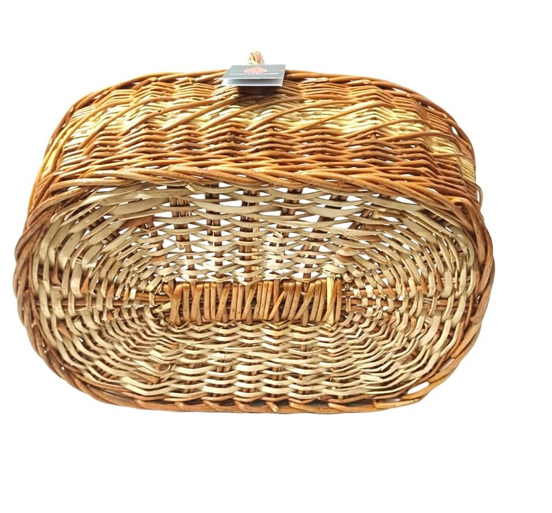 ALEENA.CREATION ALEENA CREATION Oval Shape Deep Handle Cane Wicker Baskets Multipurpose Uses ChocolateFlowerChapatiPooja Baskets Shelf Baskets Storage Baskets Size 16x11x65 inch Pack Of 1 - Image 4