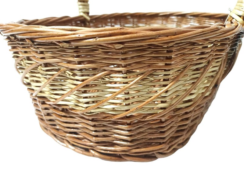 ALEENA.CREATION ALEENA CREATION Oval Shape Deep Handle Cane Wicker Baskets Multipurpose Uses ChocolateFlowerChapatiPooja Baskets Shelf Baskets Storage Baskets Size 16x11x65 inch Pack Of 1 - Image 5