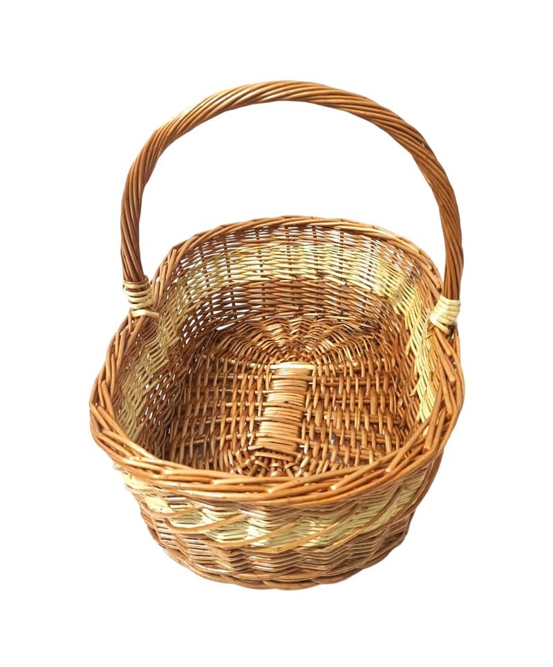 ALEENA.CREATION ALEENA CREATION Oval Shape Deep Handle Cane Wicker Baskets Multipurpose Uses ChocolateFlowerChapatiPooja Baskets Shelf Baskets Storage Baskets Size 16x11x65 inch Pack Of 1 - Image 3
