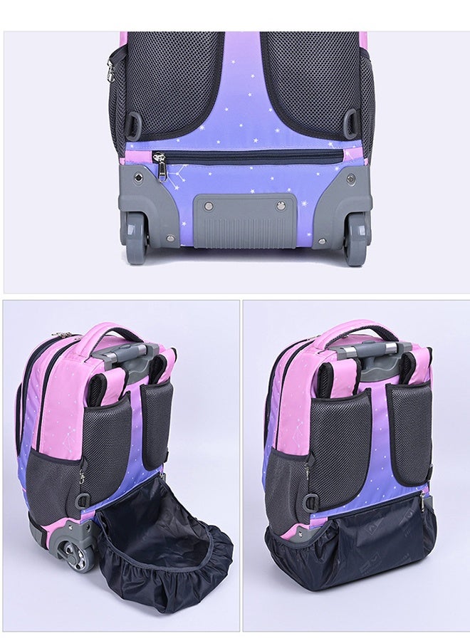 JCB CHIC حقائب ظهر للأطفال حقائب سفر للأطفال حقائب بعجلات حقائب مدرسية للأطفال بطبعة السماء المرصعة بالنجوم حقيبة كتب متينة، حقيبة سفر للجنسين حقائب يد خفيفة الوزن - Image 4