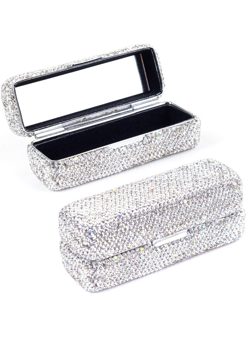 Framendino Framendino, Rhinestone Lipstick Case with Mirror Bling Crystal Lipstick Case Diamonds Lipstick Holder for Women 