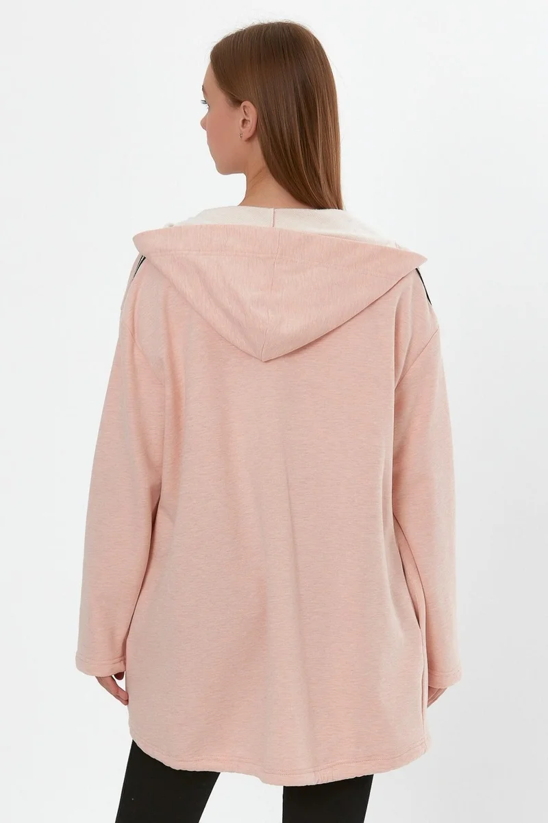 الكسندر جاردي Hooded Long Cardigan with Shoulder Detail (B22-30305)