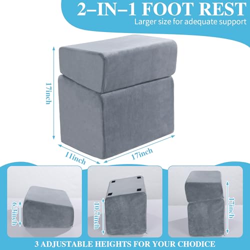 ROYALAY Adjustable Foot Rest Under Desk for Office, High-Density Foam Foot Rest with 3 Adjustable Heights, Ergonomic Footrest with Washable Cover for Home, Airplane, Travel(17 * 11 * 17in, Gray) - Image 3