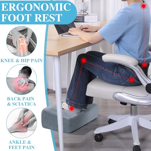 ROYALAY Adjustable Foot Rest Under Desk for Office, High-Density Foam Foot Rest with 3 Adjustable Heights, Ergonomic Footrest with Washable Cover for Home, Airplane, Travel(17 * 11 * 17in, Gray) - Image 4