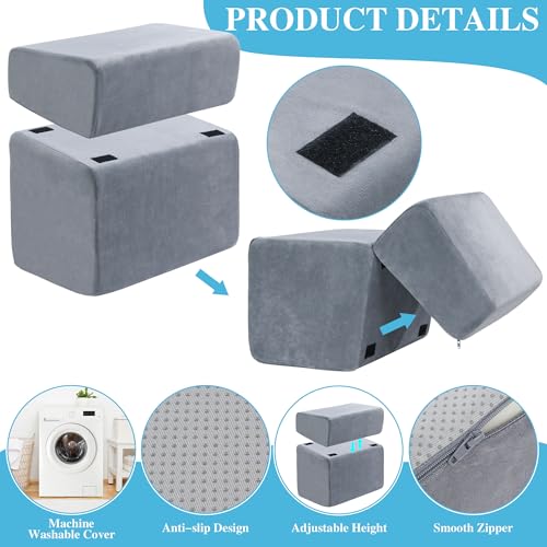 ROYALAY Adjustable Foot Rest Under Desk for Office, High-Density Foam Foot Rest with 3 Adjustable Heights, Ergonomic Footrest with Washable Cover for Home, Airplane, Travel(17 * 11 * 17in, Gray) - Image 2