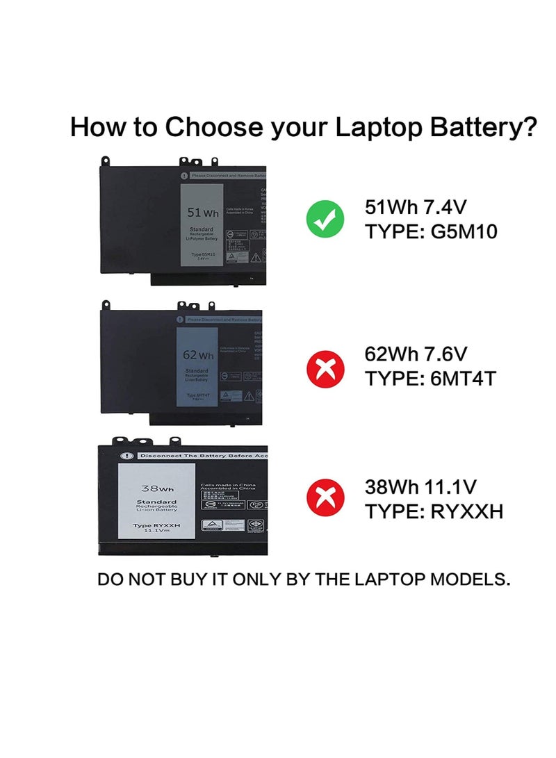 Zexen E5450 Battery Compatible with Dell. Latitude E5250 E5450 E5550, Replace for G5M10 8V5GX R9XM9 WYJC2 1KY05 Battery(51Wh 7.4V) - Image 4
