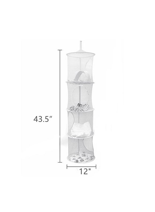 Dodxiaobeul - 4 Tier Storage for Stuffed Animals,Storage Organizer,43.5 x12" Hanging Mesh Storage Basket with 2"Hooks,Folding Basket for Store Gloves,Shawls, Hats,Mittens, Attaches Easily to Any Rod -Grey - Image 1