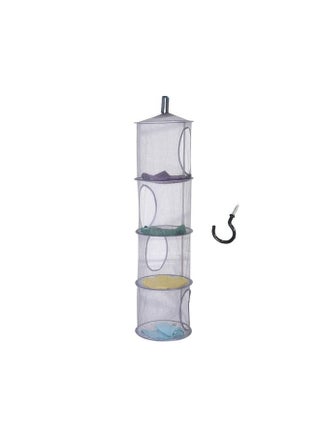 4 Tier Storage for Stuffed Animals,Storage Organizer,43.5 x12" Hanging Mesh Storage Basket with 2"Hooks,Folding Basket for Store Gloves,Shawls, Hats,Mittens, Attaches Easily to Any Rod -Grey - pzsku/Z4418A8E6868B21888FD3Z/45/_/1737031643/4e4a538d-50f9-4cb4-9cb8-8a99869f2693