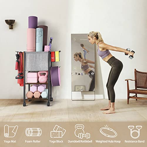 VINAEMO Yoga Mat Storage Rack Home Gym Equipment Workout Equipment Organizer Yoga Mat Holder for Dumbbell,Kettlebell and More Gym Accessories Gym Essentials Women Men Fitness Exercise Equipment Organization - Image 3