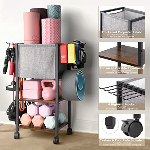 VINAEMO Yoga Mat Storage Rack Home Gym Equipment Workout Equipment Organizer Yoga Mat Holder for Dumbbell,Kettlebell and More Gym Accessories Gym Essentials Women Men Fitness Exercise Equipment Organization - Image 2