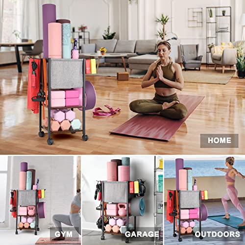 VINAEMO Yoga Mat Storage Rack Home Gym Equipment Workout Equipment Organizer Yoga Mat Holder for Dumbbell,Kettlebell and More Gym Accessories Gym Essentials Women Men Fitness Exercise Equipment Organization - Image 5