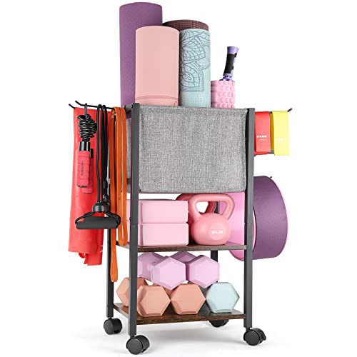 VINAEMO Yoga Mat Storage Rack Home Gym Equipment Workout Equipment Organizer Yoga Mat Holder for Dumbbell,Kettlebell and More Gym Accessories Gym Essentials Women Men Fitness Exercise Equipment Organization - Image 1