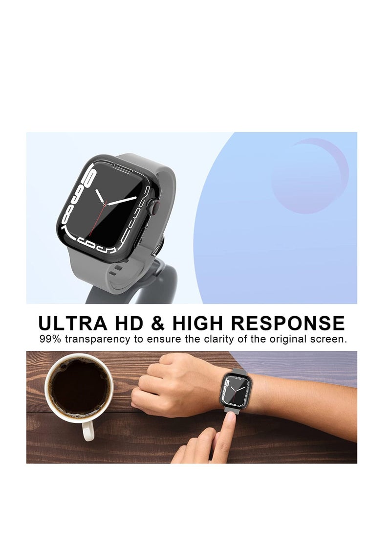 جراب لهاتف Apple Watch Series 7 مقاس 45 مم واقي شاشة ممتص الصدمات ، غطاء واقٍ رقيق للغاية من البولي يوريثين الحراري الناعم عالي الدقة لهاتف iWatch Series 7 (أسود لامع ، 45 مم - Image 2