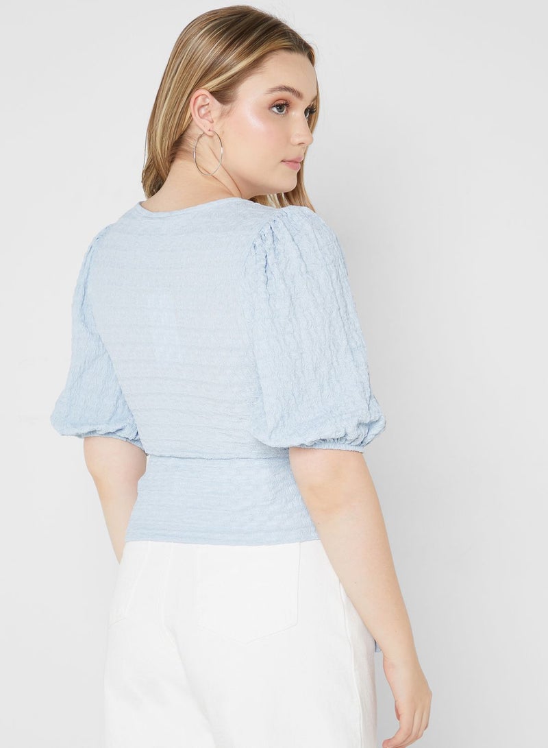 MONKI Puff Sleeve Knot Detail Top - Image 2