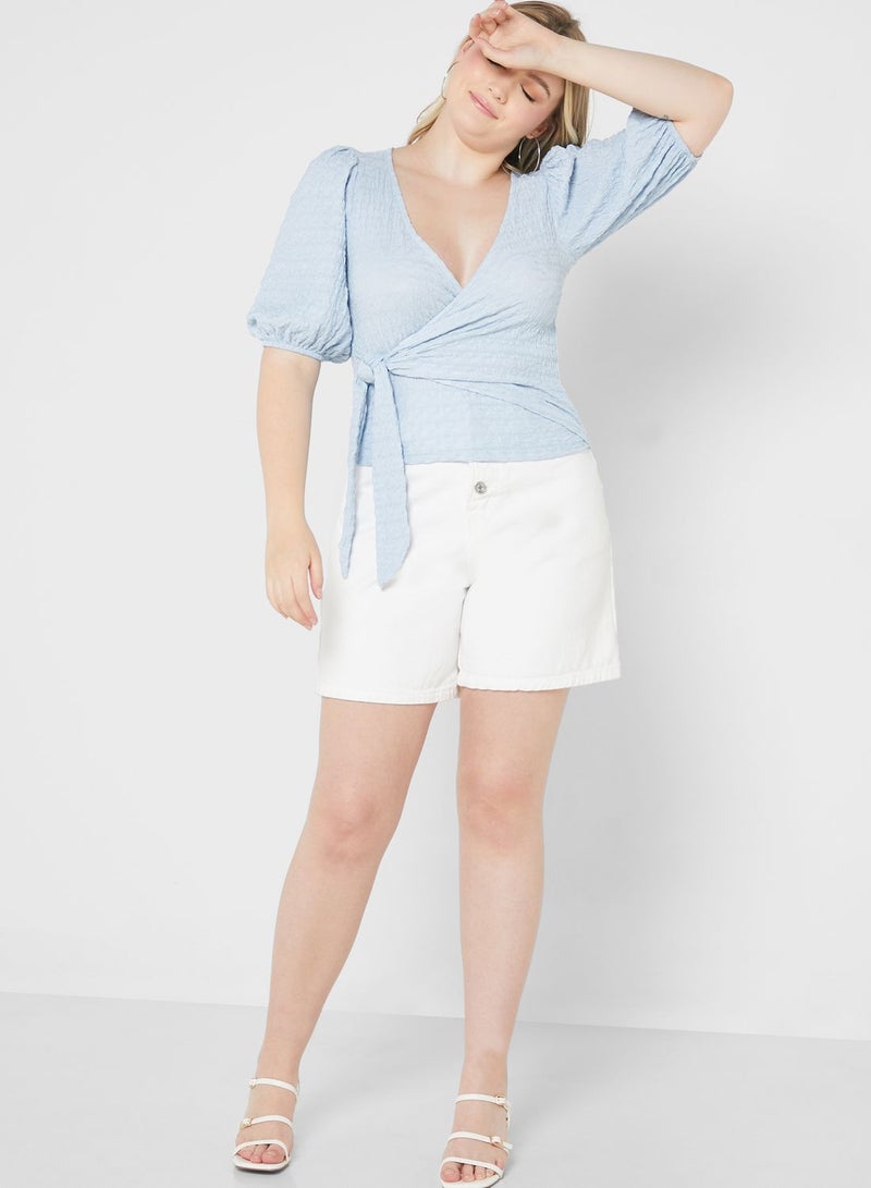 MONKI Puff Sleeve Knot Detail Top - Image 4