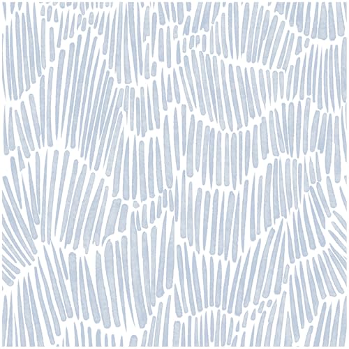 Theper Blue Wallpaper Peel and Stick Modern 173197 Boho Striped Wall Paper Self Adhesive Removable Wallpaper for Bedroom Waterproof White and Blue Contact Paper Vinyl Roll - Image 1