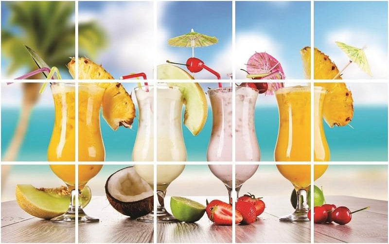 ARS Fresh Fruits Juice Wall Stickers for Kitchen, Wall Sticker for Living Room/Bedroom/Office and All Decorative Stickers, Size-30x30 Pack Of 15 - Image 1