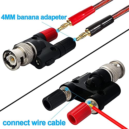 onelinkmore BNC Male Plug to 2X 4mm Dual Banana Female Jack Socket Binding Post RF Coax Coaxial Splitter Connector BNC Banana Adapter for HF Radio Antennas Oscilloscope DVM Pack of 5 - Image 3
