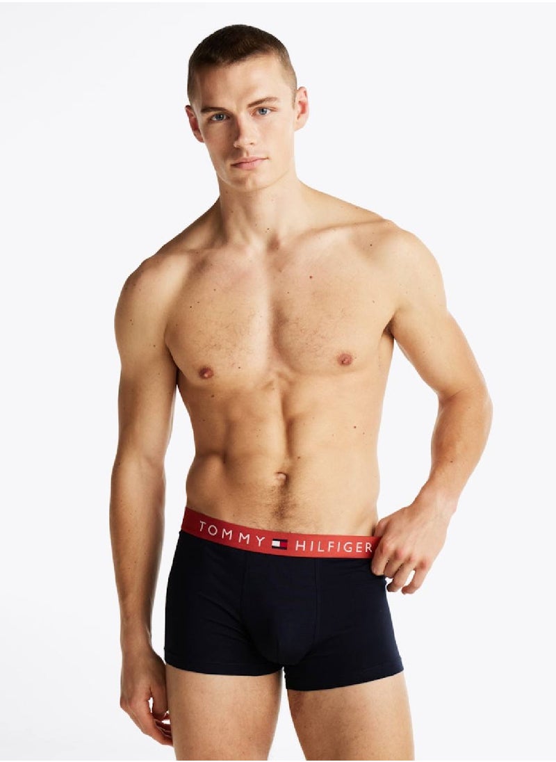 TOMMY HILFIGER Men's 3 Pack Logo Trunks - Cotton, Multicolour  - Image 1