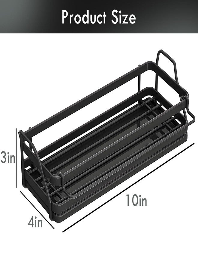 LBTING Sponge Holder for Kitchen Sink, Wall Mounted Sink Caddy with Self-Draining Drain Tray, Stainless Steel Kitchen Sink Caddy for Organizing Sponge, Brush, Soap Dish Dispenser - Black - Image 2
