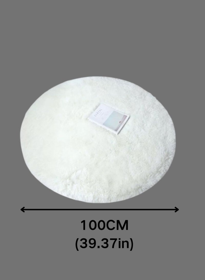 LOOPITYS Super soft and fluffy living room round carpet, large anti slip carpet, bedroom, entrance door, luxurious living room carpet (round white, 100CM) - Image 4