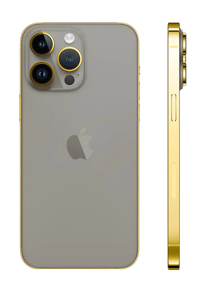 CAVIAR إطار كافيار فاخر مطلي بالذهب عيار 24 قيراط مخصص لهاتف iPhone 15 Pro Max بسعة 256 جيجابايت تيتانيوم طبيعي  - Image 2