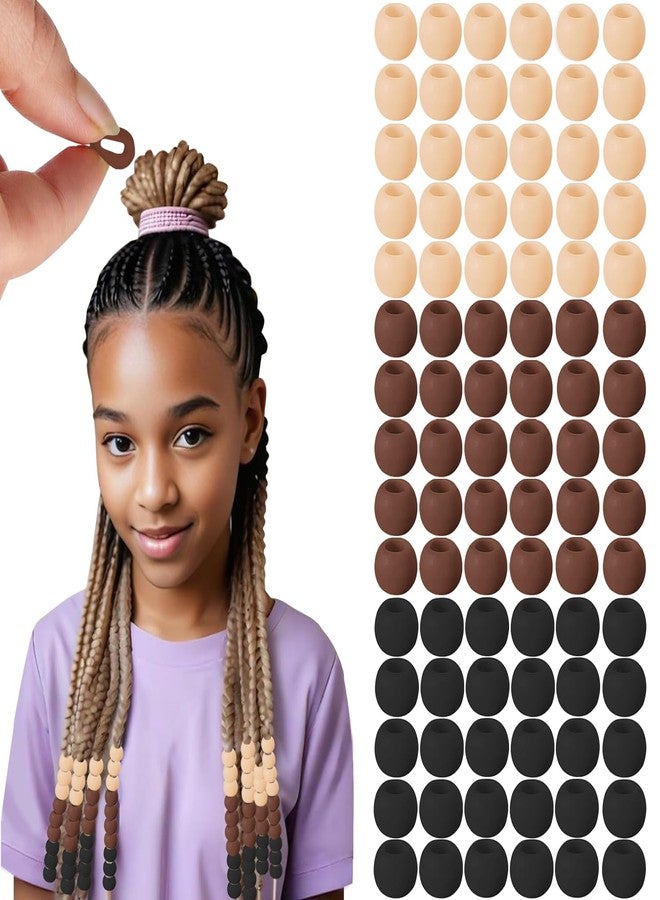 Everfunny 90 Pcs Silicone Hair Beads for Women Girls Braids, Soft Colorful Pony Beads Bulk for Kids Girls Women Hair Accessories for Braids (Dark Brown) - Image 1