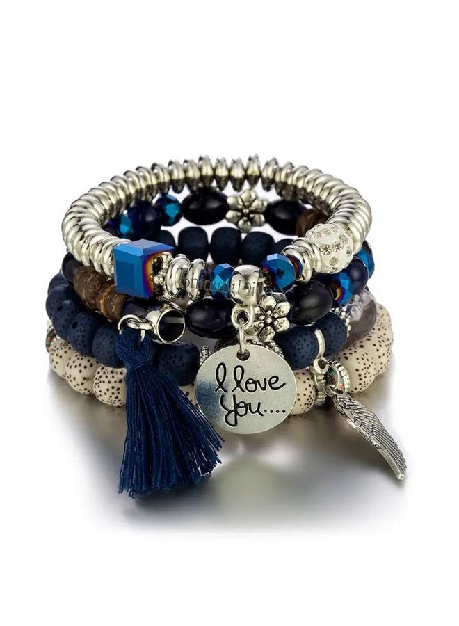 Shining Diva Fashion Latest Stylish Multilayer Bangle Bodhi Bracelet for Women and Girls (Blue)(15431b) - Image 1