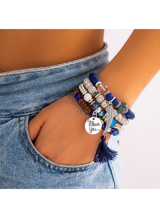 Shining Diva Fashion Latest Stylish Multilayer Bangle Bodhi Bracelet for Women and Girls (Blue)(15431b) - Image 4