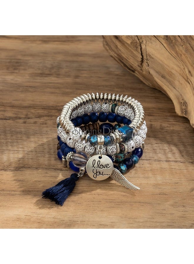 Shining Diva Fashion Latest Stylish Multilayer Bangle Bodhi Bracelet for Women and Girls (Blue)(15431b) - Image 2