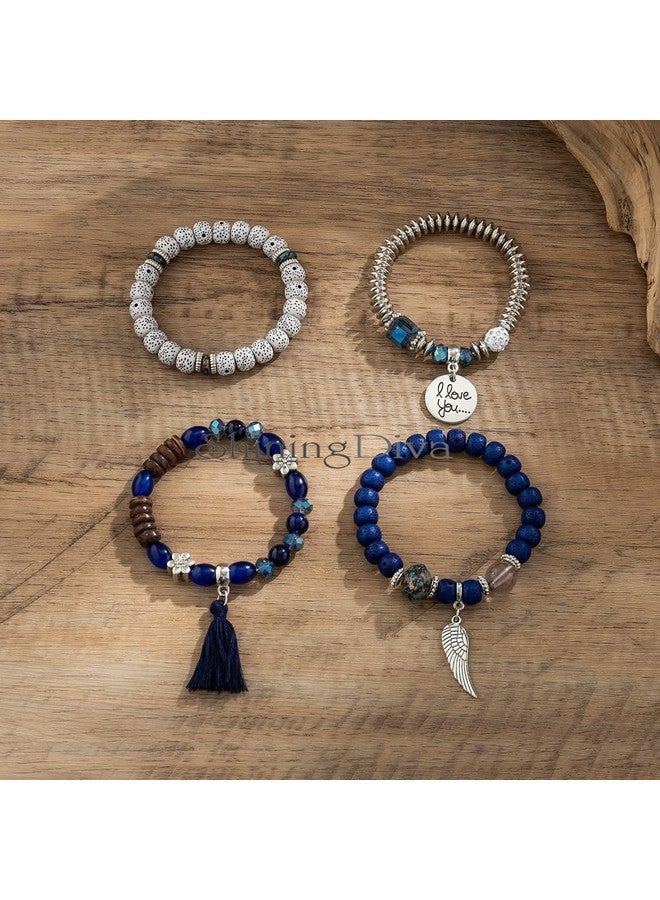 Shining Diva Fashion Latest Stylish Multilayer Bangle Bodhi Bracelet for Women and Girls (Blue)(15431b) - Image 3