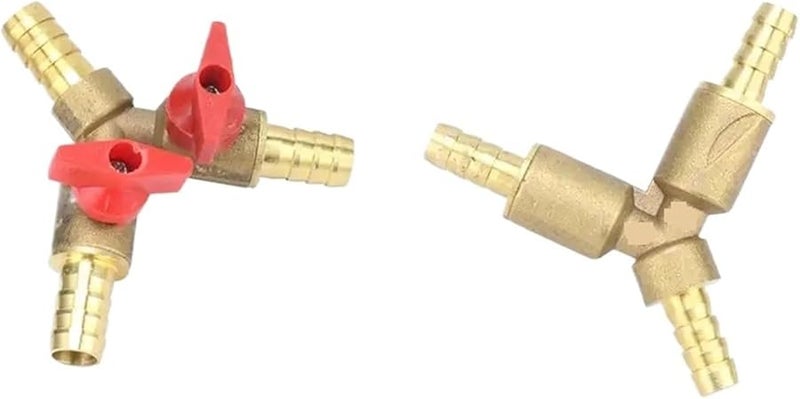 10mm Brass Y Shaped Three Way Ball Valve Hose Barb Connector For Fuel Gas Water - Image 1
