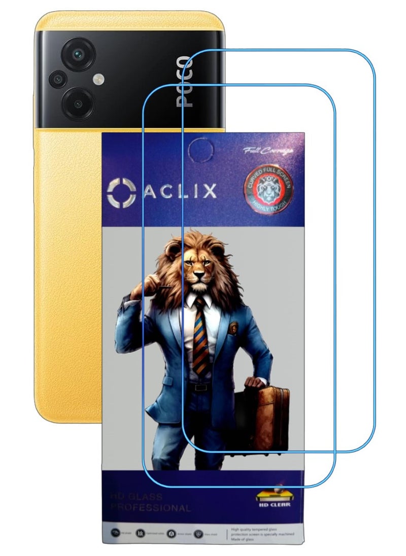 ACLIX 2 Pieces Antistatic ESD Dustproof Premium Quality High Definition Clear Tempered Glass Screen Protector Designed For Xiaomi Poco M5 - Image 1