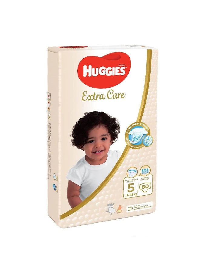 HUGGIES Extra Care Diapers, Size 5, For 12 -22 kg Baby, Pack of 60’s