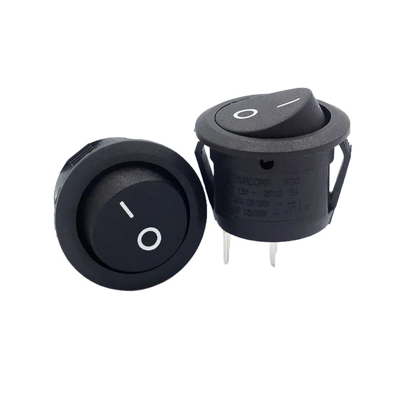 White 10pcs 20mm Round Rocker Switch On Off On Off On 2 Pin SPST 10A 250V - Image 4