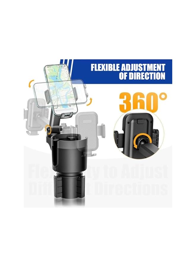 S-TOP 2 in 1 Car Cup Holder Phone Mount,Universal Car Phone Stand holder adjustable base,car cup holder expander, 360° rotatable mobile stand for car accessories - Image 3
