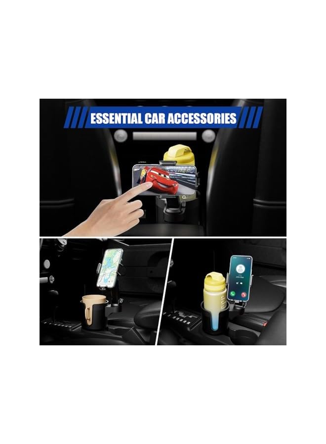 S-TOP 2 in 1 Car Cup Holder Phone Mount,Universal Car Phone Stand holder adjustable base,car cup holder expander, 360° rotatable mobile stand for car accessories - Image 4