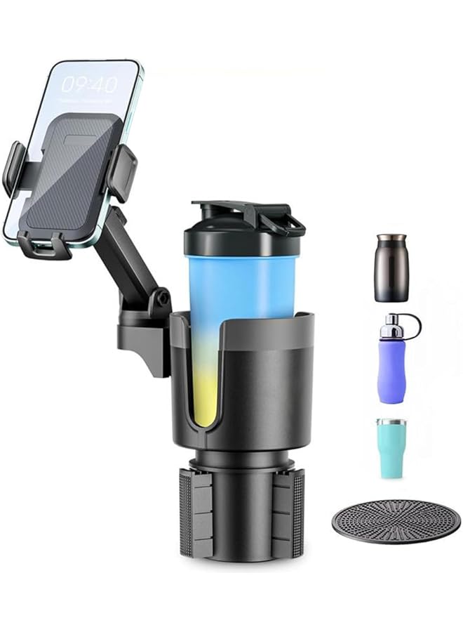 S-TOP 2 in 1 Car Cup Holder Phone Mount,Universal Car Phone Stand holder adjustable base,car cup holder expander, 360° rotatable mobile stand for car accessories - Image 1