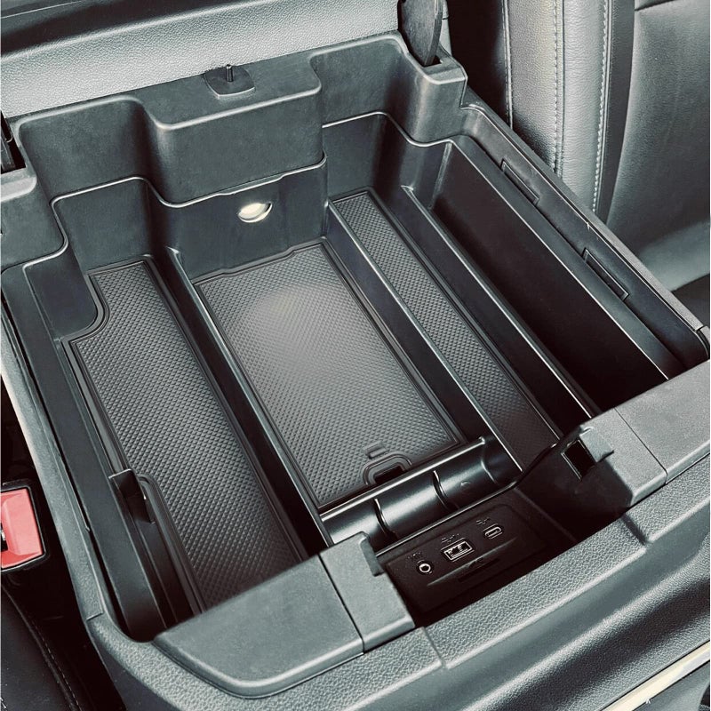 TOPINSTALL 4 Compartments Full Size Tray Compatible with 20192022 GMC Sierra Chevy Silverado 1500 and 20202023 SilveradoSierra 2500HD 3500HD Full Console wBucket Seats ONLY