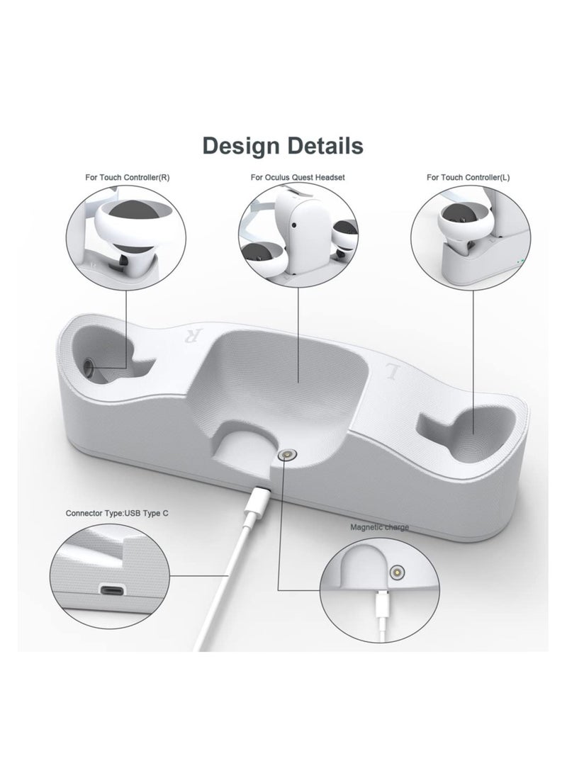 SOLARAE Charging Dock Set for Oculus Quest 2, Includes 2 Rechargeable Batteries and Covers, Support Magnetic Dual Controller Charging Headset and Grip - Image 2