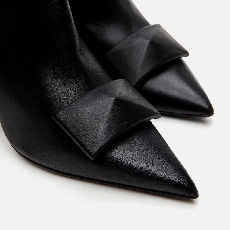 Hotiç 01AYH297910A100 GENUINE Leather Black Women's High Heel Boots