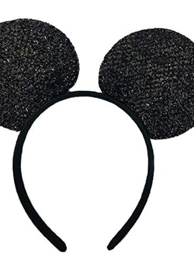 Winvin Set of 24 Mouse Costume Deluxe Fabric Ears Headband Red Bow Boys Girls Birthday Party Hairs Accessories Baby Shower Headwear Halloween Favors Decorations (Sequin Black and Red ) - Image 4