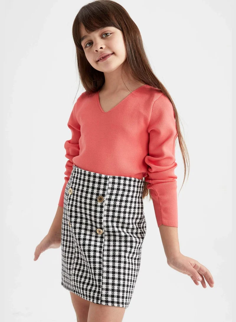 DeFacto Girl V Neck Long Sleeve Tricot Pullover