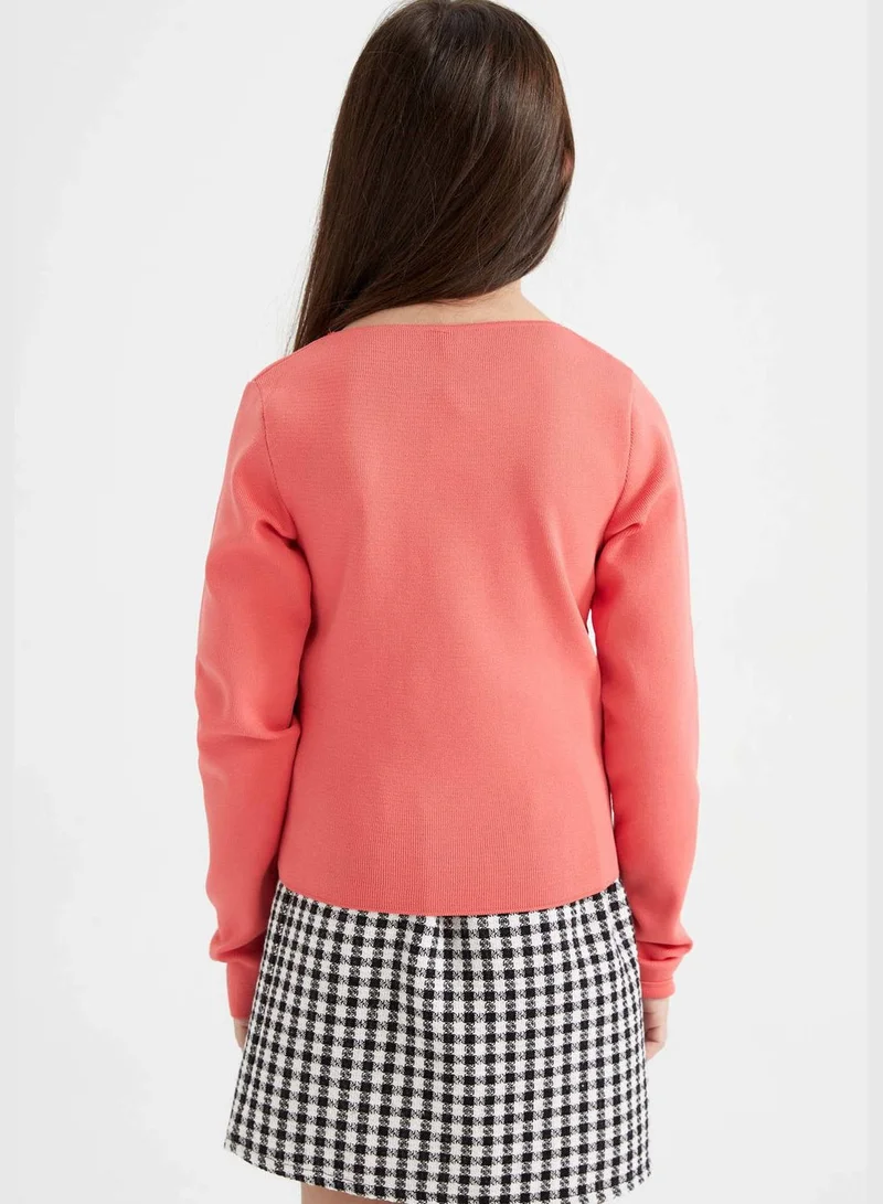 DeFacto Girl V Neck Long Sleeve Tricot Pullover