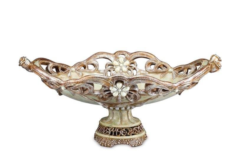 ORE International OK-4203B Vintage Rose Fruit Bowl - Image 2