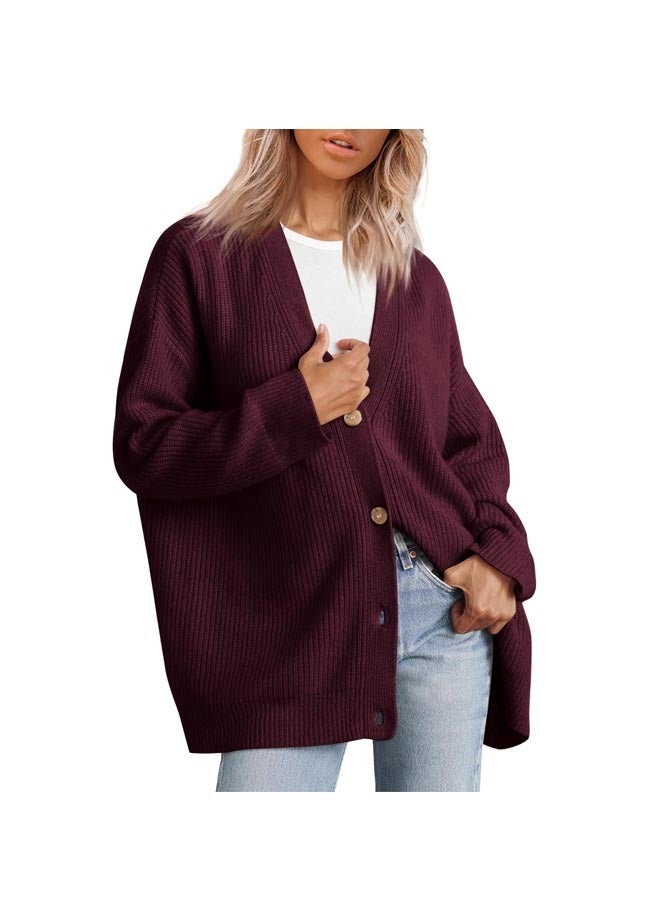 Autumn Women's Solid Color Button Long Sleeve Cardigan  - Image 1